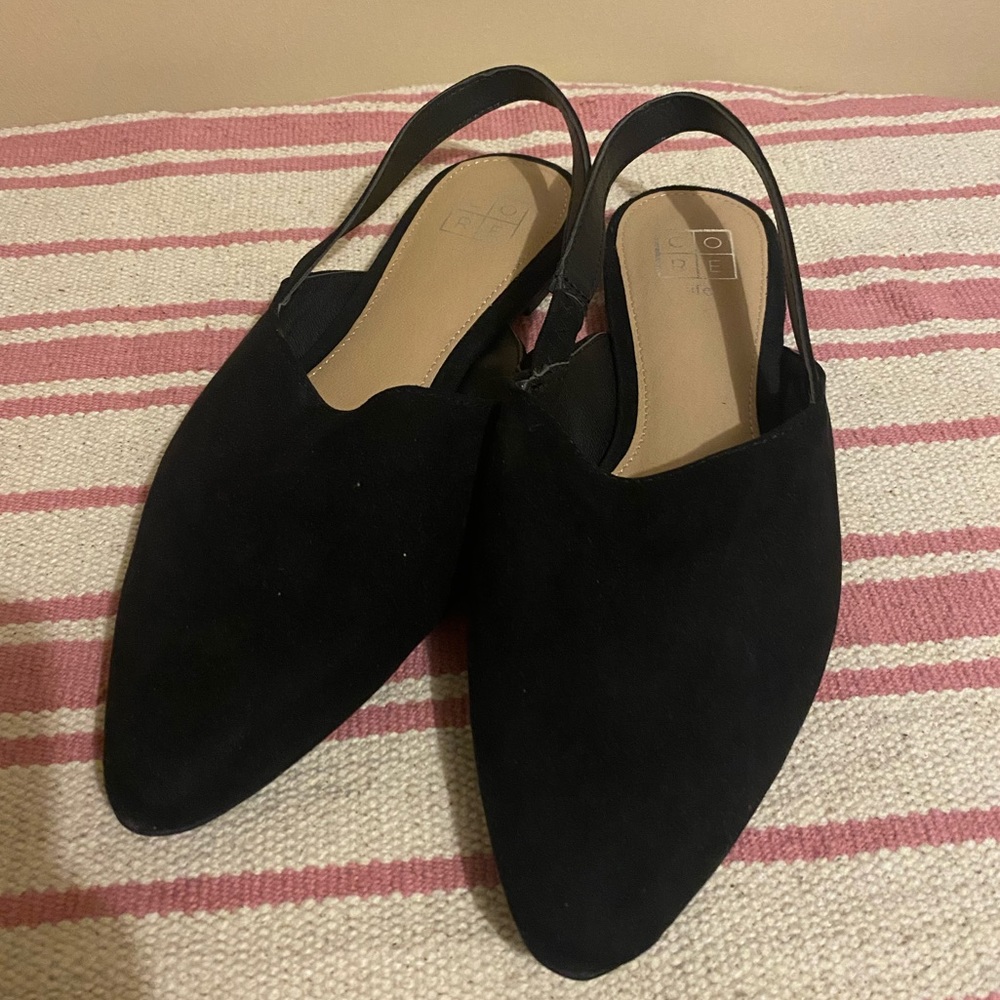 Black sling back flats